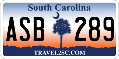 SC license plate ASB289