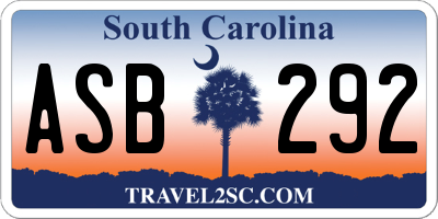 SC license plate ASB292