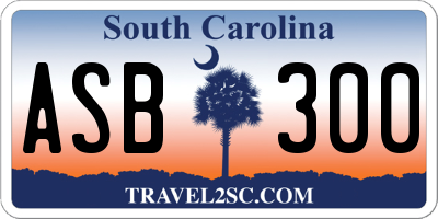 SC license plate ASB300