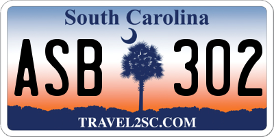 SC license plate ASB302