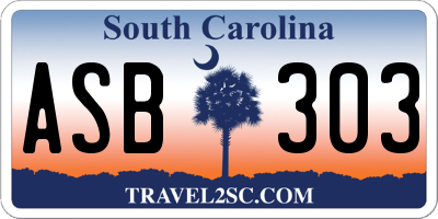SC license plate ASB303