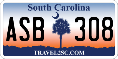 SC license plate ASB308