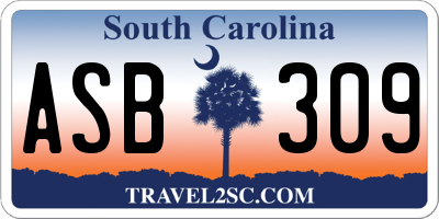 SC license plate ASB309