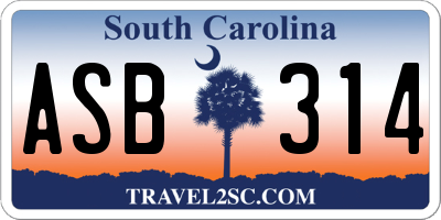 SC license plate ASB314