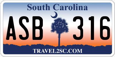 SC license plate ASB316