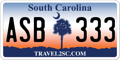 SC license plate ASB333