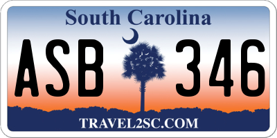 SC license plate ASB346