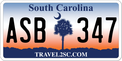 SC license plate ASB347