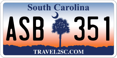 SC license plate ASB351