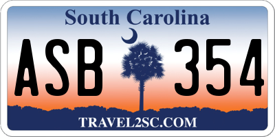 SC license plate ASB354