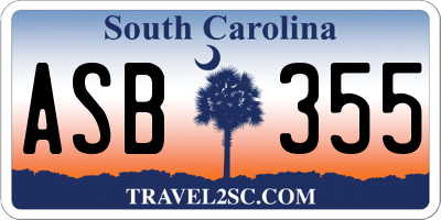SC license plate ASB355