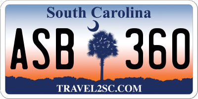 SC license plate ASB360