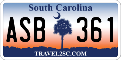 SC license plate ASB361