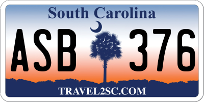 SC license plate ASB376