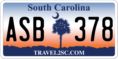 SC license plate ASB378