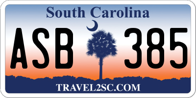 SC license plate ASB385