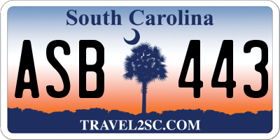 SC license plate ASB443