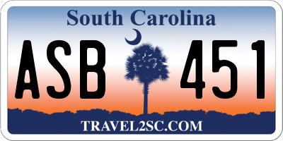 SC license plate ASB451