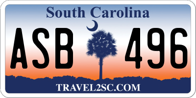 SC license plate ASB496