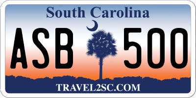 SC license plate ASB500