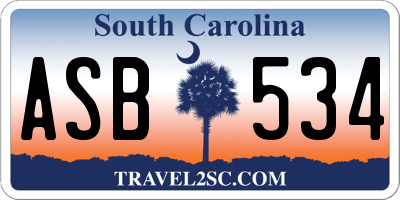 SC license plate ASB534