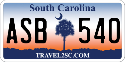 SC license plate ASB540