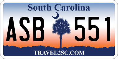 SC license plate ASB551