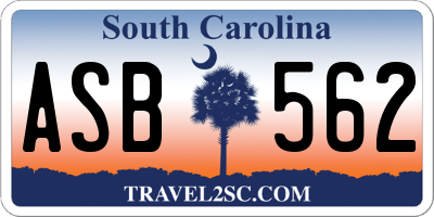 SC license plate ASB562