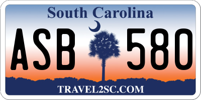 SC license plate ASB580