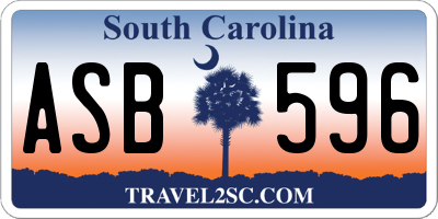 SC license plate ASB596