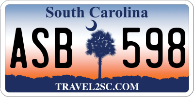 SC license plate ASB598