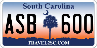 SC license plate ASB600