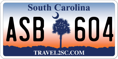 SC license plate ASB604