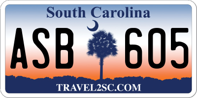 SC license plate ASB605