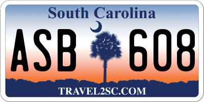 SC license plate ASB608