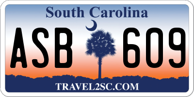 SC license plate ASB609