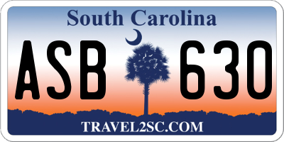 SC license plate ASB630