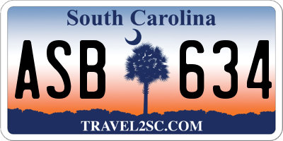 SC license plate ASB634