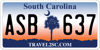 SC license plate ASB637