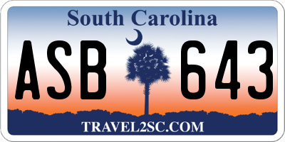 SC license plate ASB643