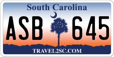 SC license plate ASB645