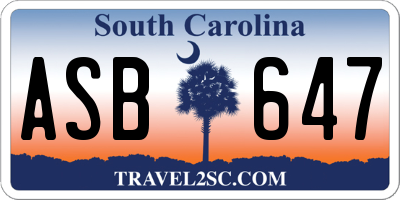 SC license plate ASB647