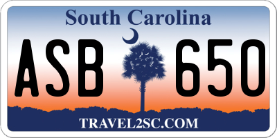 SC license plate ASB650