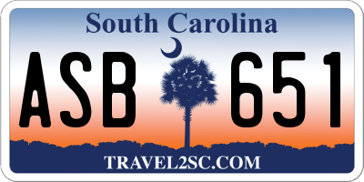 SC license plate ASB651
