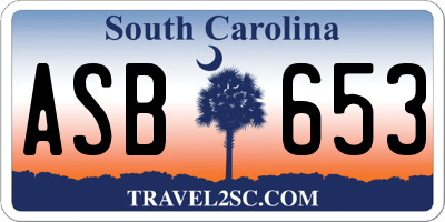 SC license plate ASB653