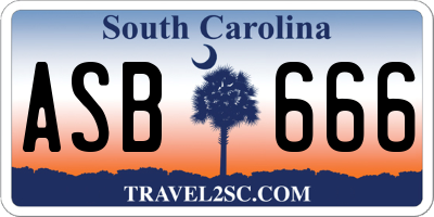 SC license plate ASB666