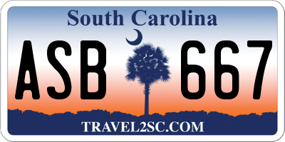 SC license plate ASB667