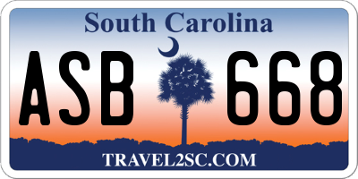 SC license plate ASB668