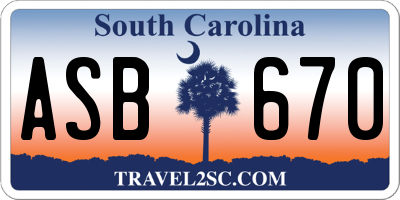 SC license plate ASB670