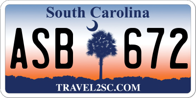 SC license plate ASB672